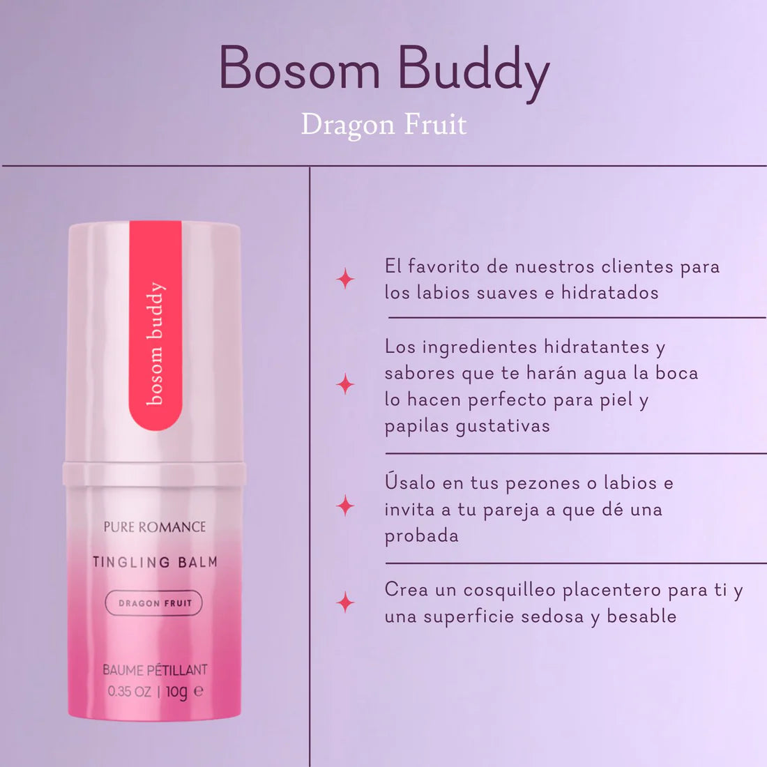 Bosom Buddy - Dragon Fruit Bálsamo hormigueante para labios y pezones